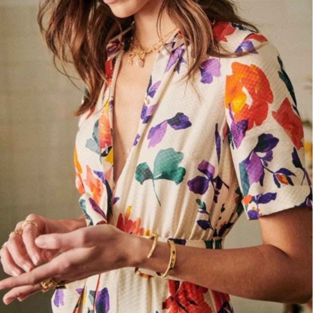 Sezane Floral Midi Dauphie Dress
